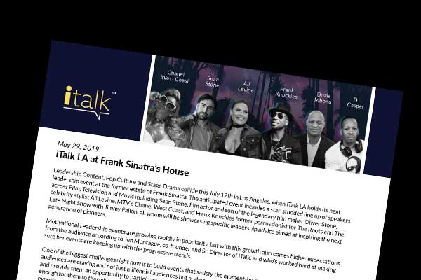 iTalk LA at Frank Sinatra’s House